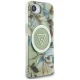 Guess IML Metal Glitter Flowers Triangle MagSafe dėklas iPhone 16e, žalias