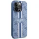Guess iPhone 14 Pro dėklas 4G Printed Stripes MagSafe, mėlynas