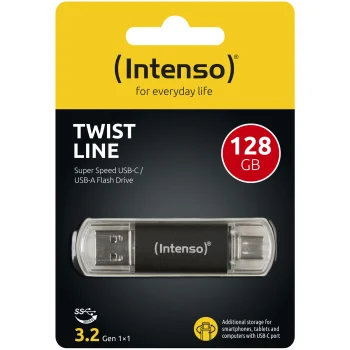 USB atmintinė Intenso Twist 128 GB USB 3.2 USB-C ir USB-A, antracito