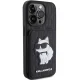 Karl Lagerfeld dėklas iPhone 15 Pro telefonui Saffiano Monogram Choupette, juodas