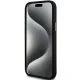 DKNY Liquid Silicone dėklas iPhone 15 / 14 / 13 su metaliniu logotipu, juodas