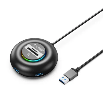 Orico YXR5-U3 RGB USB habas 3x USB-A 3.0 su SD/microSD skaitytuvu 1.8m, juodas
