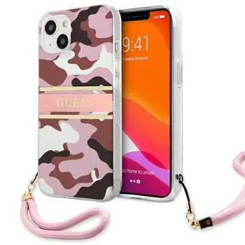 Guess Camo Strap Case for iPhone 13 mini Pink