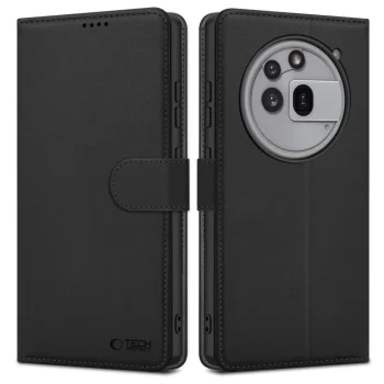 Atverčiamas dėklas Tech-Protect Wallet, skirtas Nothing Phone 3A Pro, juodas