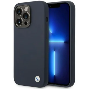 BMW dėklas iPhone 14 Pro su MagSafe BMHMP14LSILNA, tamsiai mėlynas