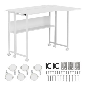 Sulankstomas L formos rašomasis stalas Maclean MC-126 L/W, 100x73 cm, baltas