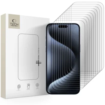 Apsauginių stiklų rinkinys Tech-Protect Tempered Glass Bundle (10 vnt.) iPhone 15 Pro Max