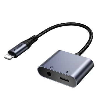 Joyroom SY-L01 2-in-1 Lightning to 3.5mm & Lightning Adapter, Black