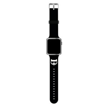 Karl Lagerfeld Apple Watch 42 / 44 / 45 mm Strap Silicone Choupette Heads, Black