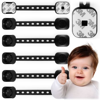 Ricokids spintelių ir stalčių apsaugos, 6 vnt., juodos