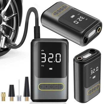 Elektrinis oro kompresorius ir dviračio pompa, 10 Bar, 50W, su LCD ir žibintuvėliu