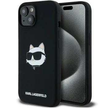 Karl Lagerfeld dėklas iPhone 15 Plus / 14 Plus Silicone Choupette MagSafe, juodas