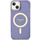 Guess Glitter Gold MagSafe dėklas iPhone 14 telefonui, violetinis