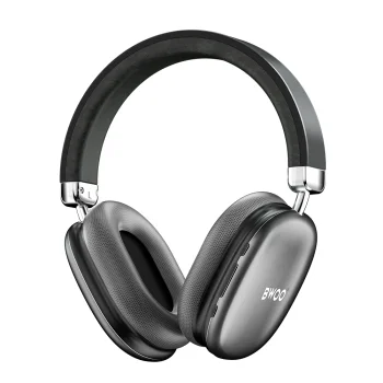 BWOO BW-585 belaidės ant ausų dedamos ausinės, Bluetooth 5.3, pilkos