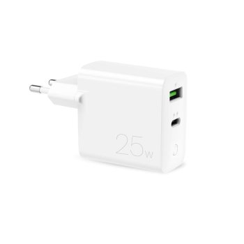 Puro 25W Power Delivery USB-A & USB-C įkroviklis - baltas