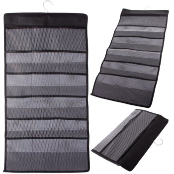 Double-Sided Hanging Underwear Organizer for Wardrobe, 24 Pockets