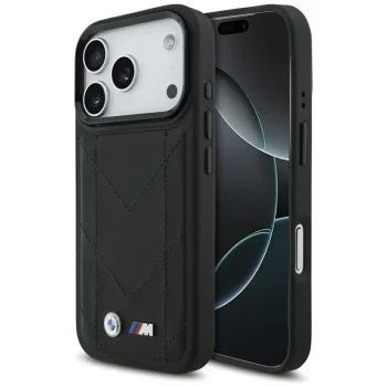 BMW dėklas iPhone 17 Pro telefonui M Quilted Logo MagSafe, juodas