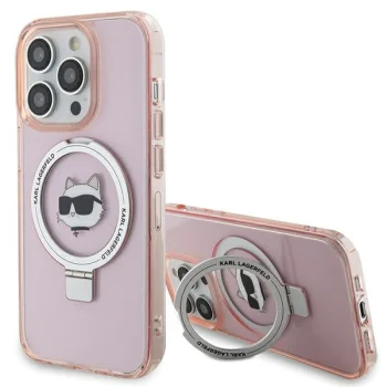 Karl Lagerfeld iPhone 15 Pro Case Magsafe Ringstand, Pink