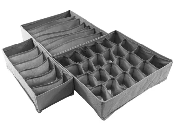 Underwear Drawer Organizer Set (3 pcs), Grey
