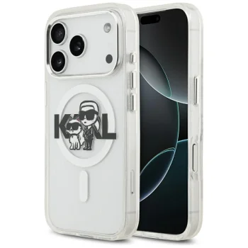 Karl Lagerfeld MagSafe dėklas iPhone 17 Pro, skaidrus