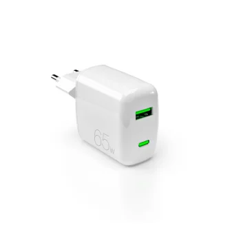 Puro 65W GaN USB-A ir USB-C įkroviklis PUFCMTCUSBAC65WGWHI - Baltas