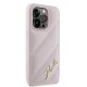 Karl Lagerfeld dėklas iPhone 14 Pro, Diagonal Quilted Script, rožinis