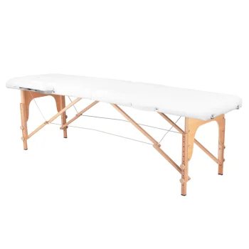 Sulankstomas medinis masažo stalas Case WOOD COMFORT, 2 dalių, baltas