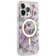 Guess dėklas iPhone 14 Pro Max telefonui Flower MagSafe, skaidrus