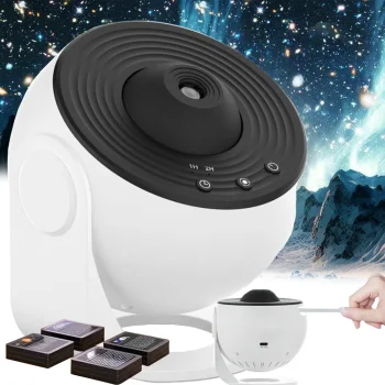 LED žvaigždžių projektorius planetariumas su 12 skaidrių, baltas