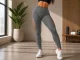 Moteriškos sportinės tamprės aukštu juosmeniu ir push-up efektu, pilkos, L/XL