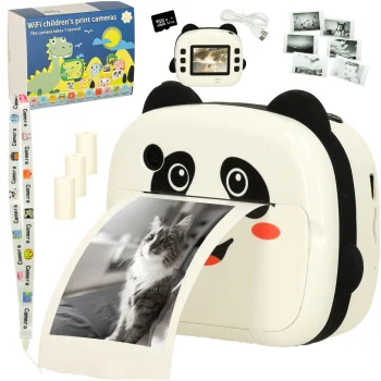 Vaikiškas fotoaparatas su termospausdintuvu Case Panda, su 32GB kortele
