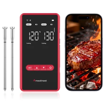 Belaidis virtuvinis termometras Meatmeet X Pro, „Bluetooth“ ir „Wi-Fi“, 2 zondai, juodas