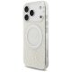Guess IML Flowers Electro dėklas su perlų dirželiu iPhone 17 Pro, baltas