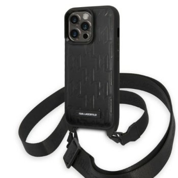 Karl Lagerfeld dėklas su dirželiu iPhone 14 Pro, juodas
