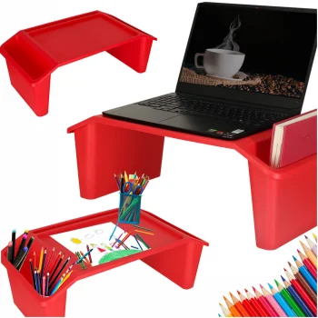 Portable Laptop Table with Organizer, Red