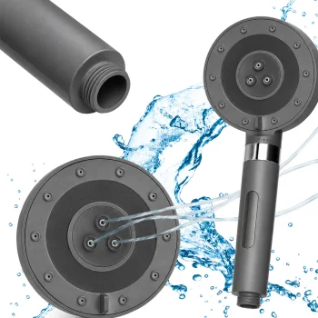 Dušo galvutė su 5 purškimo režimais ir vandens filtru, pilka