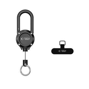 Tech-Protect ATH02 UrbanLoop ištraukiamo plieninio troso laikiklis su karabinu, Black