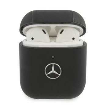 Mercedes Electronic Line dėklas AirPods 1/2, natūrali oda, juodas