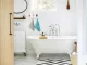 Hanging Bathroom Shelf with Hooks, White