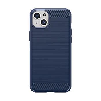 Flexible Carbon Case for iPhone 15 Plus with Brushed Finish, Blue