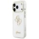 Guess IML 4G Script Metal dėklas iPhone 17 Pro telefonui, baltas