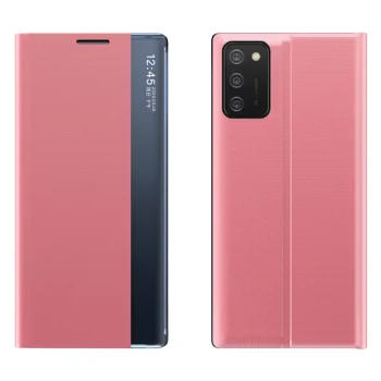 Atverčiamasis dėklas Samsung Galaxy A03s su stovo funkcija, rožinis