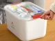 Medicine Storage Box First Aid Kit Organizer with Removable Tray, White and Red
