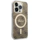 Guess 4G MagSafe dėklas telefonui iPhone 15 Pro, rudas