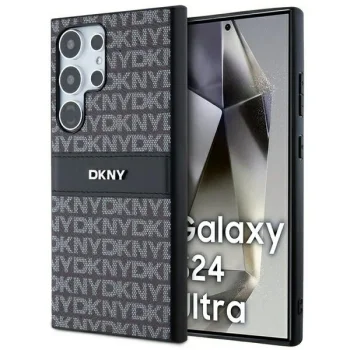 DKNY Mono Stripe & Metal Logo dėklas Samsung Galaxy S24 Ultra telefonui, juodas