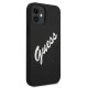 Guess iPhone 12 mini dėklas Silicone Vintage Script, juodas / baltas