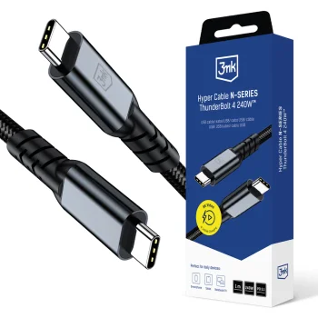 3mk Hyper Cable N-SERIES Thunderbolt 4 USB-C / USB-C laidas 1m 240W, juodas