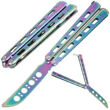 Butterfly Knife Trainer with Blunt Blade for Practice, Rainbow