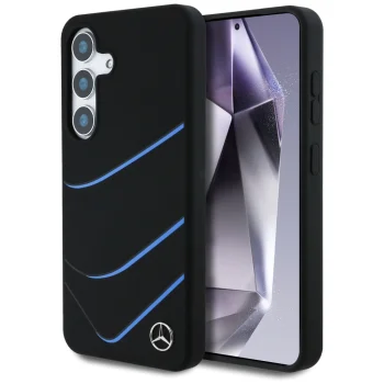 Mercedes Silicone Contrasted Curves MagSafe Case for Samsung Galaxy S25, Black