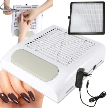 Bagless nail dust collector with filter, 80W, white, BQ-858-8
